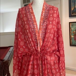 Red sheer kimono